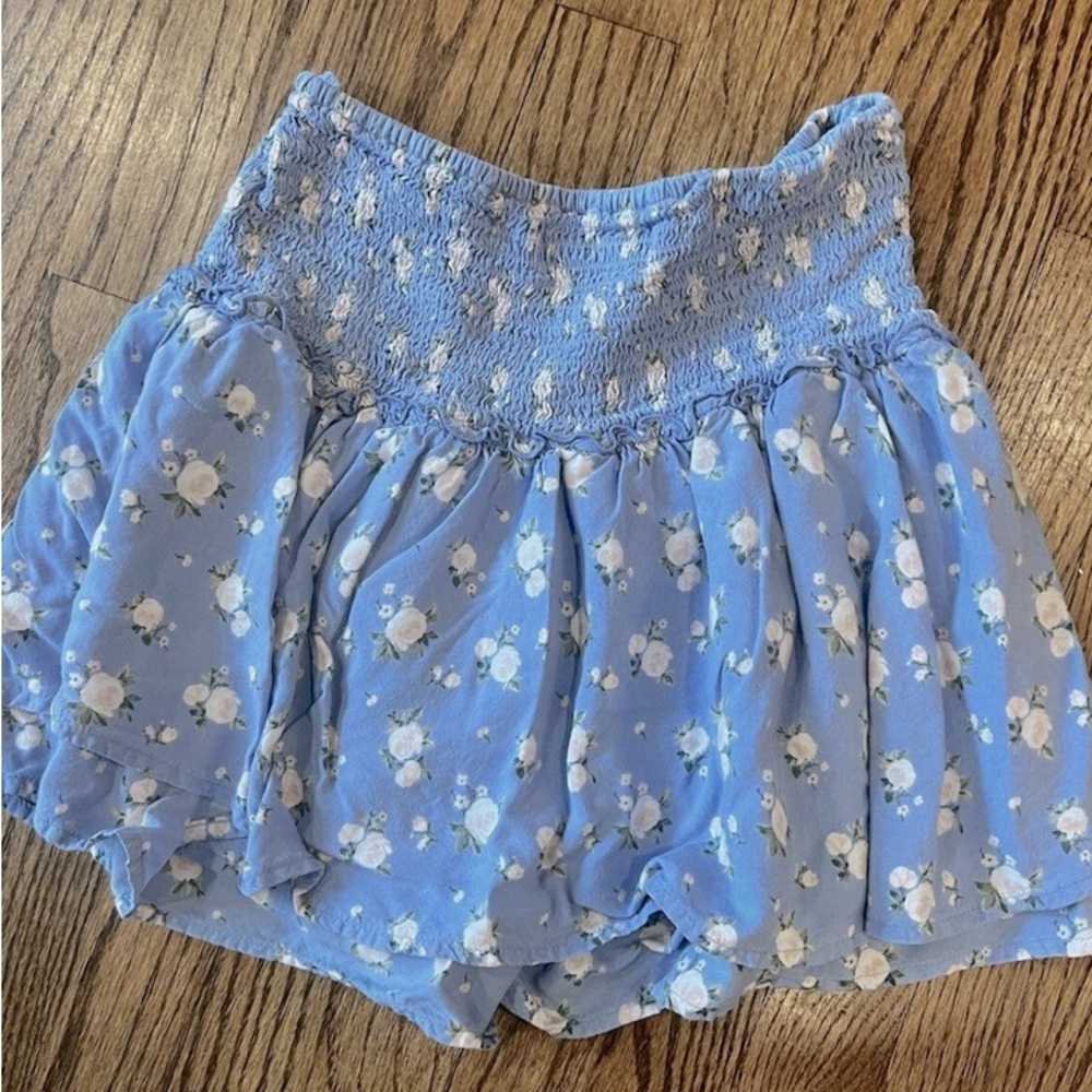 Hollister Floral Blue Smocked Skort